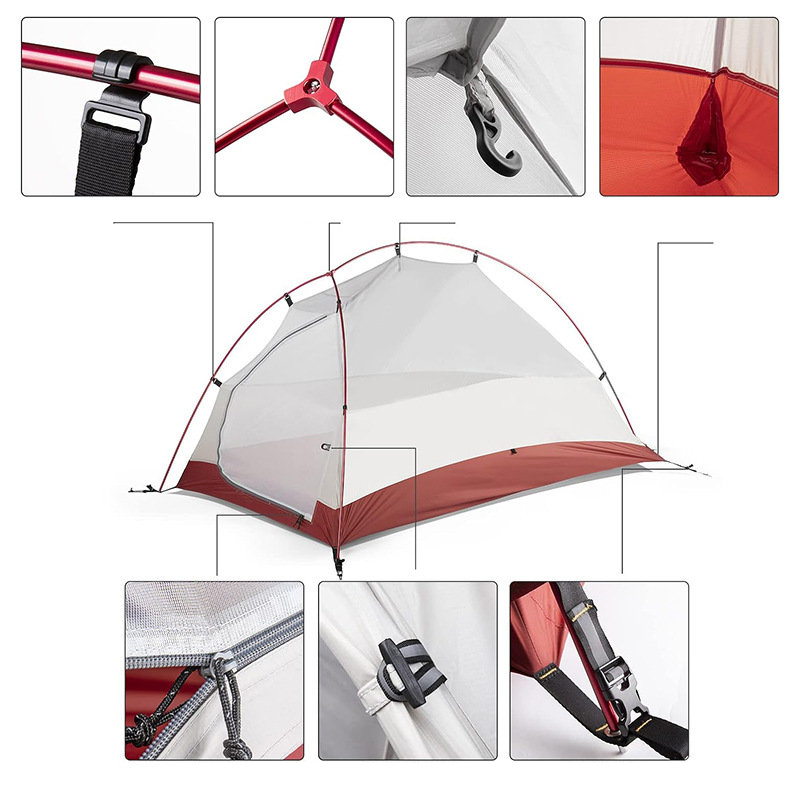 Double-layer draagbare wandeltent voor twee personen
